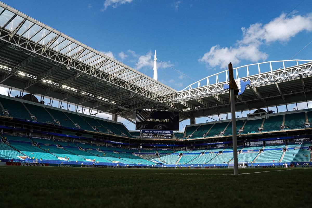 L'Hard Rock Stadium vuoto prima della partita, Colombia-Portogallo, Mondiali 2026, Miami, 27 giugno 2026. Foto di Luca Taddeo